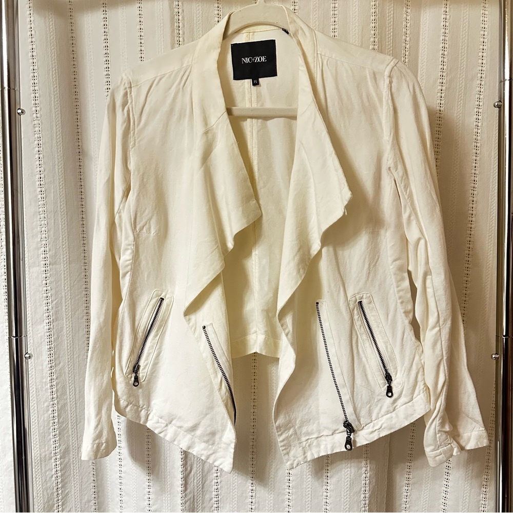 NIC+ZOE Women's Cream moto Jacket